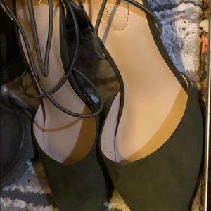 Army green zip up heels